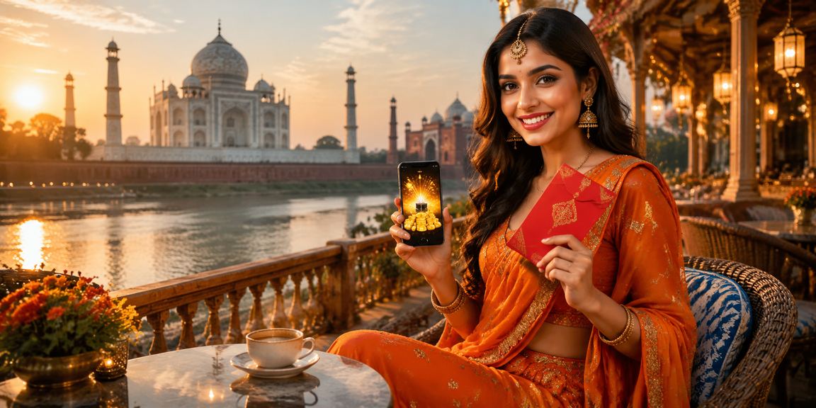 Indian user registering on mobile device with festive red envelope bonus