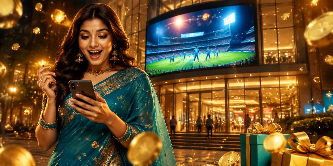 Indian woman enjoying mobile casino games with joyful expression